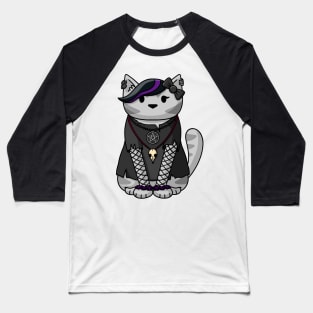 Goth Tabby Cat Baseball T-Shirt